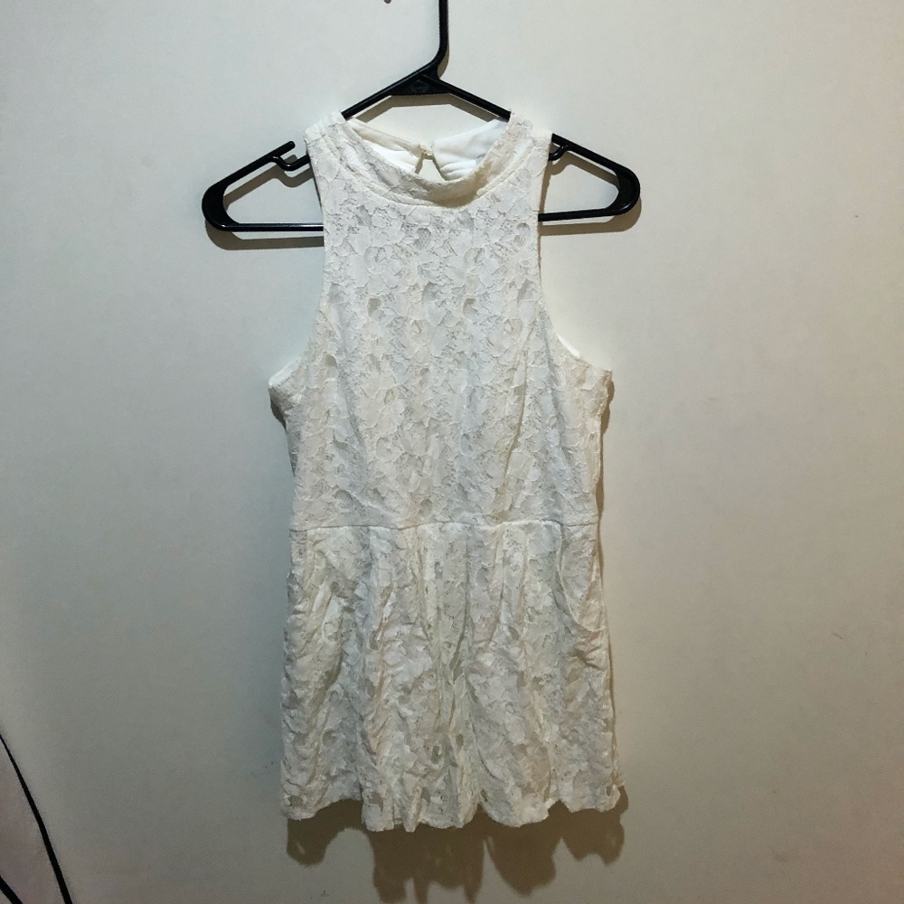 White tank top Romper with Pockets!